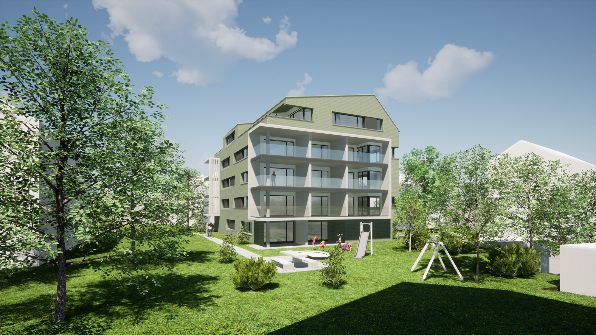 Wohnen MFH Ersatzneubau Architektur,Wohnungsbau,Wohnhäuser,Einfamilienhäuser,Mehrfamilienhäuser